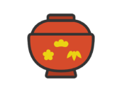 正月用のお椀のアイコン（線画カラー）の無料イラスト｜透過PNG・商用利用OK