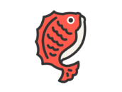 跳ねている、鯛のアイコン（線画カラー）の無料イラスト｜透過PNG・商用利用OK