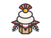 鏡餅のアイコン（線画カラー）の無料イラスト｜透過PNG・商用利用OK