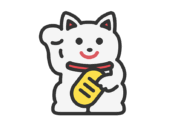 招き猫のアイコン（線画カラー）の無料イラスト｜透過PNG・商用利用OK