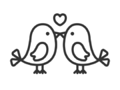 キスをする小鳥のアイコン（線画）の無料イラスト｜透過PNG・商用利用OK