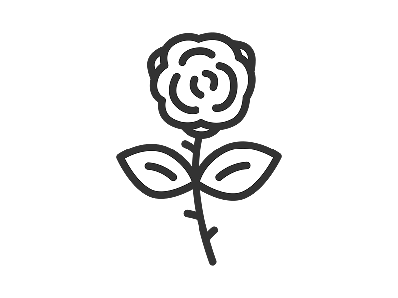一輪の薔薇の花のアイコン（線画）の無料イラスト｜透過PNG・商用利用OK