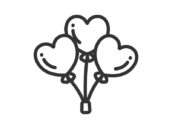 3つのハート型バルーンのアイコン（線画）の無料イラスト｜透過PNG・商用利用OK