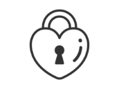 ハート型の南京錠のアイコン（線画）の無料イラスト｜透過PNG・商用利用OK