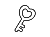 ハート型の鍵のアイコン（線画）の無料イラスト｜透過PNG・商用利用OK