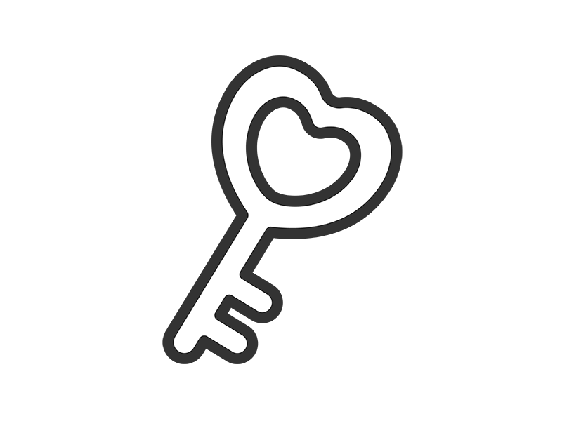 ハート型の鍵のアイコン（線画）の無料イラスト｜透過PNG・商用利用OK