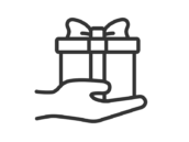 プレゼントを渡す手のアイコン（線画）の無料イラスト｜透過PNG・商用利用OK