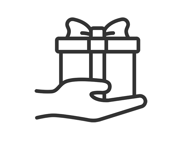 プレゼントを渡す手のアイコン（線画）の無料イラスト｜透過PNG・商用利用OK