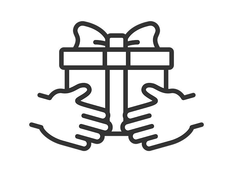 プレゼントの受け渡しのアイコン（線画）の無料イラスト｜透過PNG・商用利用OK