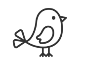 右を向いた、小鳥のアイコン（線画）の無料イラスト