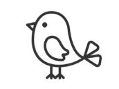 左を向いた、小鳥のアイコン（線画）の無料イラスト｜透過PNG・商用利用OK