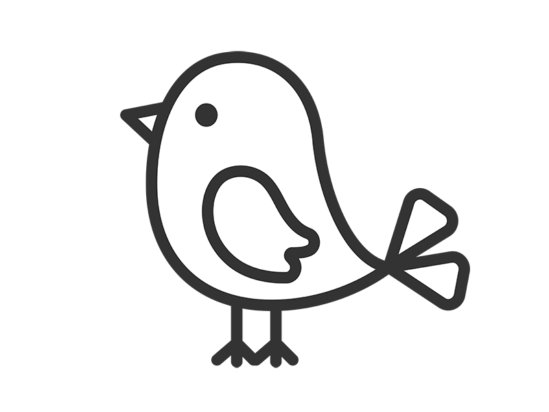 左を向いた、小鳥のアイコン（線画）の無料イラスト｜透過PNG・商用利用OK