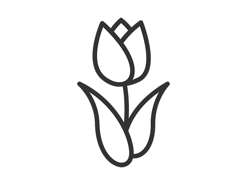 チューリップの花のアイコン（線画）の無料イラスト｜透過PNG・商用利用OK