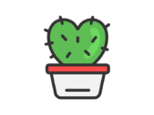 ハート型のサボテンのアイコン（線画カラー）の無料イラスト｜透過PNG・商用利用OK