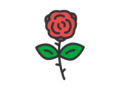 一輪の薔薇の花のアイコン（線画カラー）の無料イラスト｜透過PNG・商用利用OK