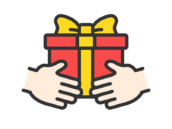 プレゼントの受け渡しのアイコン（線画カラー）の無料イラスト｜透過PNG・商用利用OK