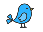 右を向いた、青色の小鳥のアイコン（線画カラー）の無料イラスト｜透過PNG・商用利用OK