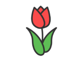 チューリップの花のアイコン（線画カラー）の無料イラスト｜透過PNG・商用利用OK