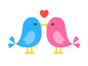 キスをする小鳥のアイコンの無料イラスト｜透過PNG・商用利用OK