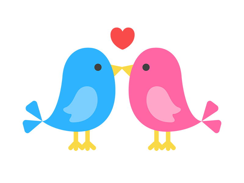 キスをする小鳥のアイコンの無料イラスト｜透過PNG・商用利用OK