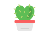 ハート型のサボテンのアイコンの無料イラスト｜透過PNG・商用利用OK