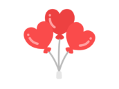 3つのハート型バルーンのアイコンの無料イラスト｜透過PNG・商用利用OK