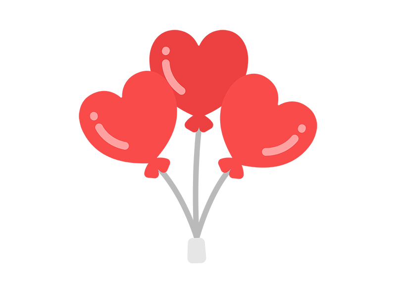 3つのハート型バルーンのアイコンの無料イラスト｜透過PNG・商用利用OK