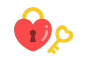 ハート型の南京錠と鍵のアイコンの無料イラスト｜透過PNG・商用利用OK