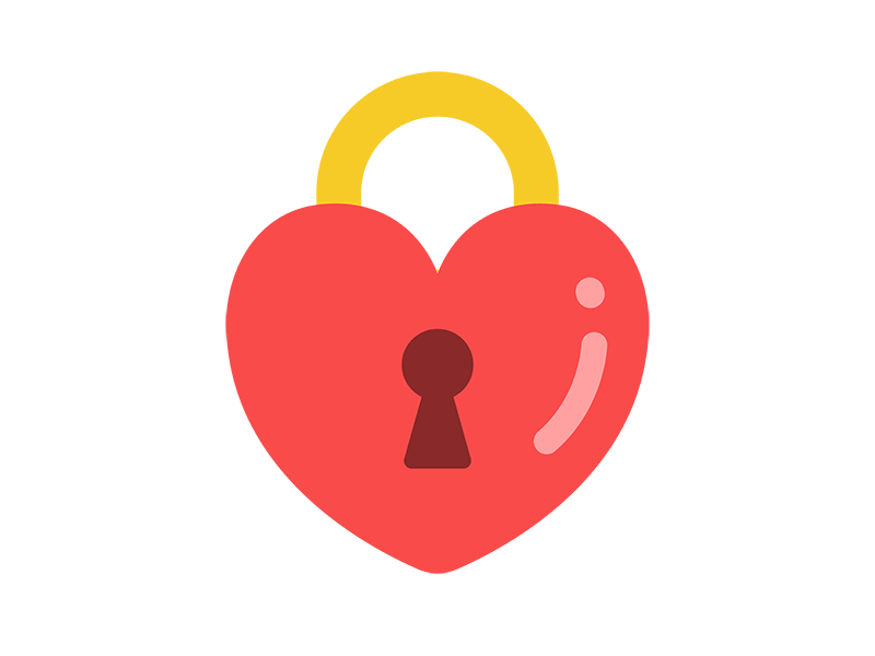 ハート型の南京錠のアイコンの無料イラスト｜透過PNG・商用利用OK