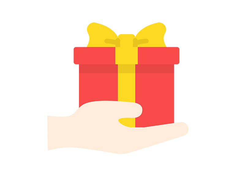 プレゼントを渡す手のアイコンの無料イラスト｜透過PNG・商用利用OK