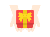 上から見た、プレゼントを渡す手のアイコンの無料イラスト｜透過PNG・商用利用OK