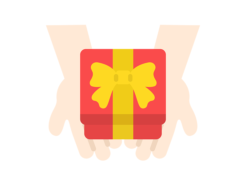上から見た、プレゼントを渡す手のアイコンの無料イラスト｜透過PNG・商用利用OK