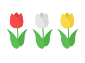 赤白黄色のチューリップの花のアイコンの無料イラスト｜透過PNG・商用利用OK