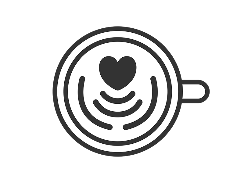 ハートのラテアートのアイコン（線画）の無料イラスト｜透過PNG・商用利用OK