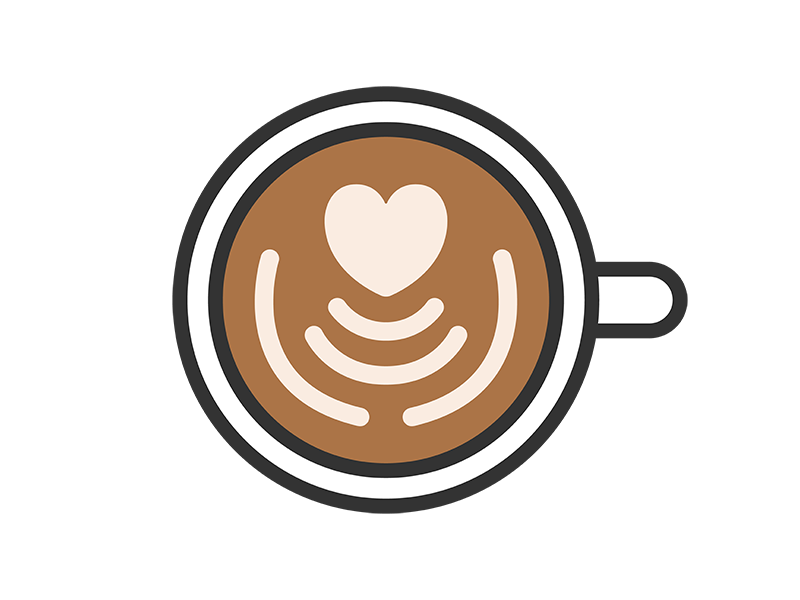 ハートのラテアートのアイコン（線画カラー）の無料イラスト｜透過PNG・商用利用OK