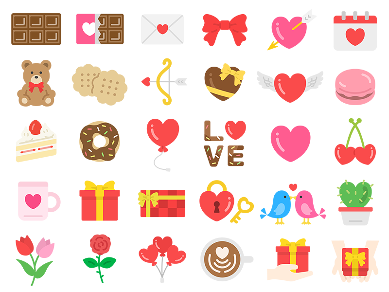 豪華版！バレンタインデーのスペシャルアイコンの無料イラストセット｜透過PNG・商用利用OK