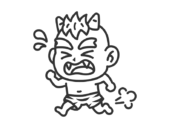 走って逃げる、黄鬼（線画）の無料イラスト｜透過PNG・商用利用OK