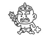 金棒を持って追いかける、青鬼（線画）の無料イラスト｜透過PNG・商用利用OK