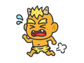 走って逃げる、黄鬼（線画カラー）の無料イラスト｜透過PNG・商用利用OK