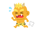 走って逃げる、黄鬼の無料イラスト｜透過PNG・商用利用OK