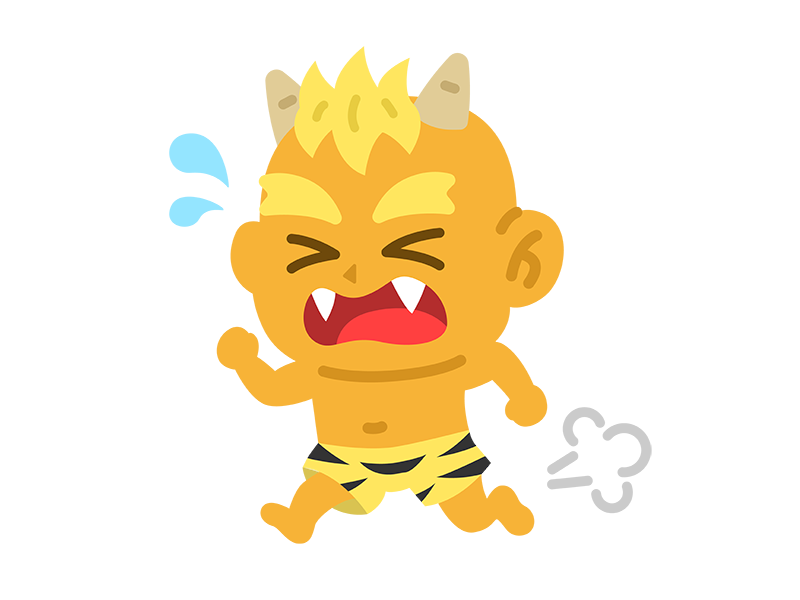 走って逃げる、黄鬼の無料イラスト｜透過PNG・商用利用OK
