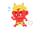 走って逃げる、赤鬼の無料イラスト｜透過PNG・商用利用OK
