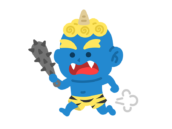 金棒を持って追いかける、青鬼の無料イラスト｜透過PNG・商用利用OK