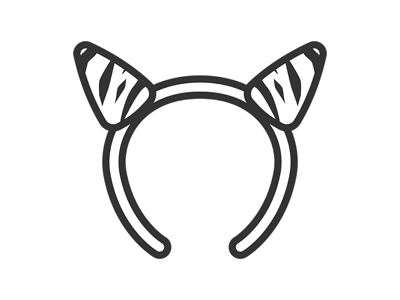 2本角の鬼のカチューシャのアイコン（線画）の無料イラスト｜透過PNG・商用利用OK