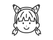 2本角の鬼のカチューシャをつけた、女の子のアイコン（線画）の無料イラスト｜透過PNG・商用利用OK