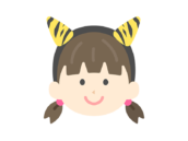 2本角の鬼のカチューシャをつけた、女の子のアイコンの無料イラスト｜透過PNG・商用利用OK