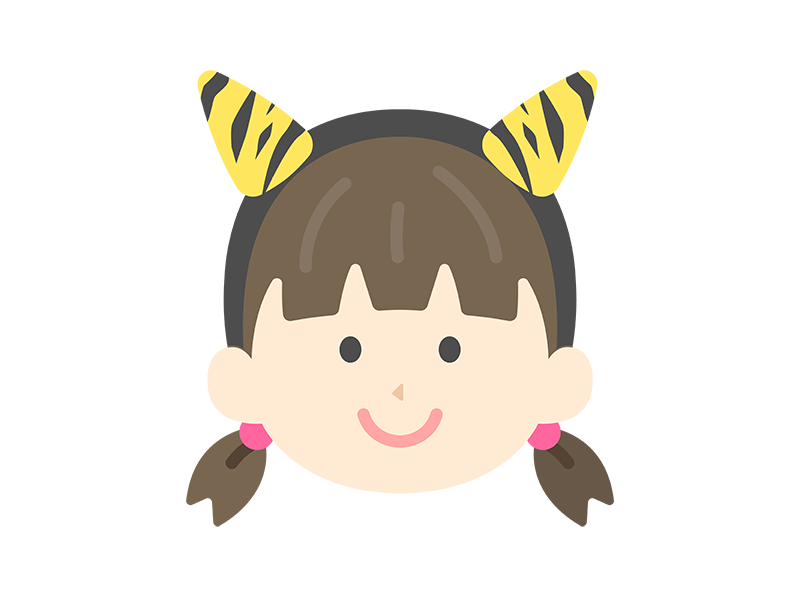 2本角の鬼のカチューシャをつけた、女の子のアイコンの無料イラスト｜透過PNG・商用利用OK