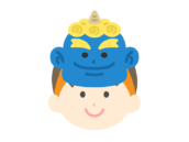 青鬼のお面をつけた、男の子のアイコンの無料イラスト｜透過PNG・商用利用OK
