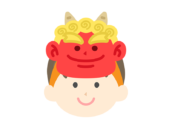 赤鬼のお面をつけた、男の子のアイコンの無料イラスト｜透過PNG・商用利用OK