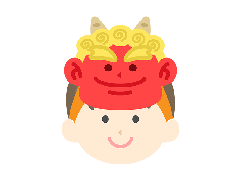 赤鬼のお面をつけた、男の子のアイコンの無料イラスト｜透過PNG・商用利用OK